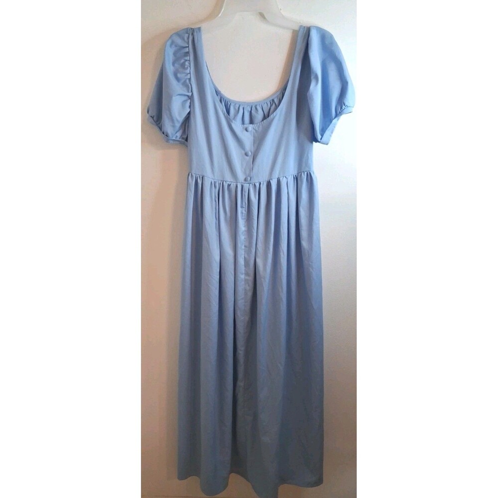 Blue Maxi Dress XL Puff Sleeve Empire  Waist Prairie Boho Cottagecore Fairy